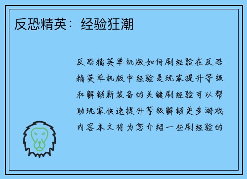 反恐精英：经验狂潮